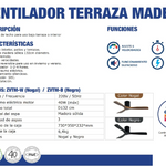 Ventilador de Techo Terraza Negro - Anwo