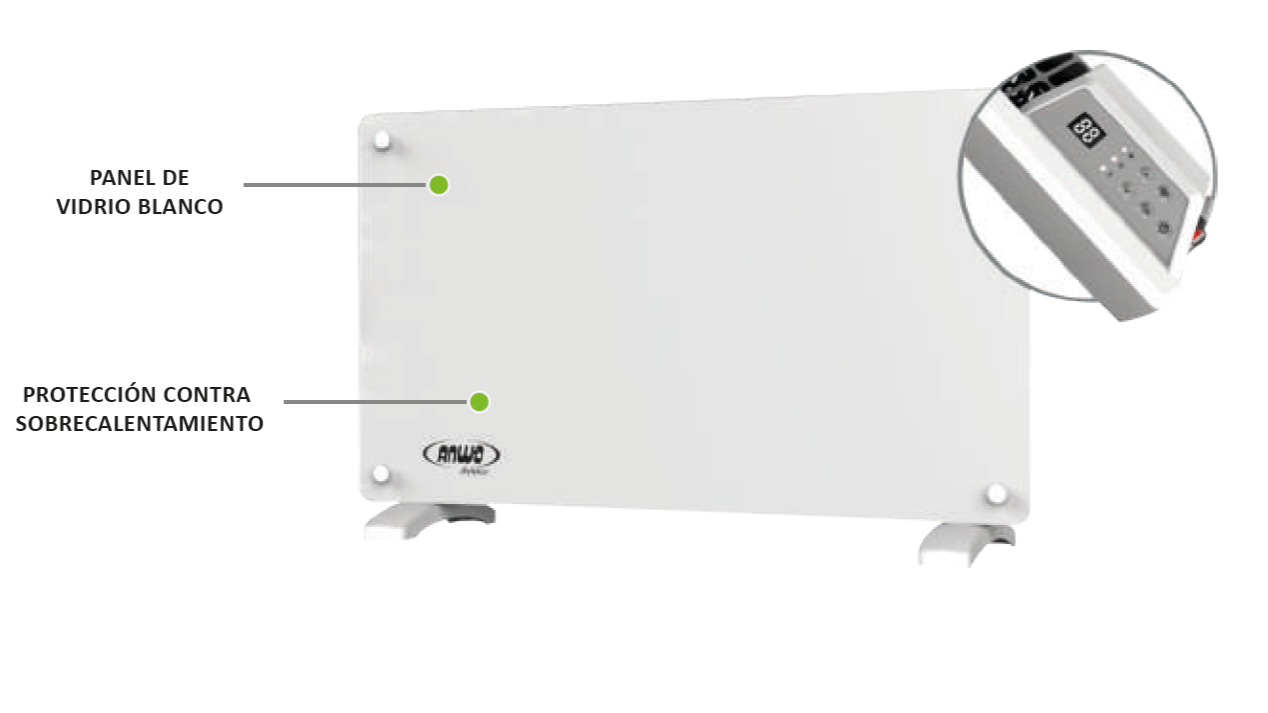 Calefactor Vidrio Eléctrico de 1000 Watts